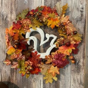 Autumn Leaf Wreath with Squirrel Accent